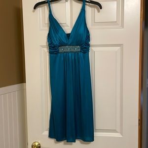 Gorgeous satin turquoise dress